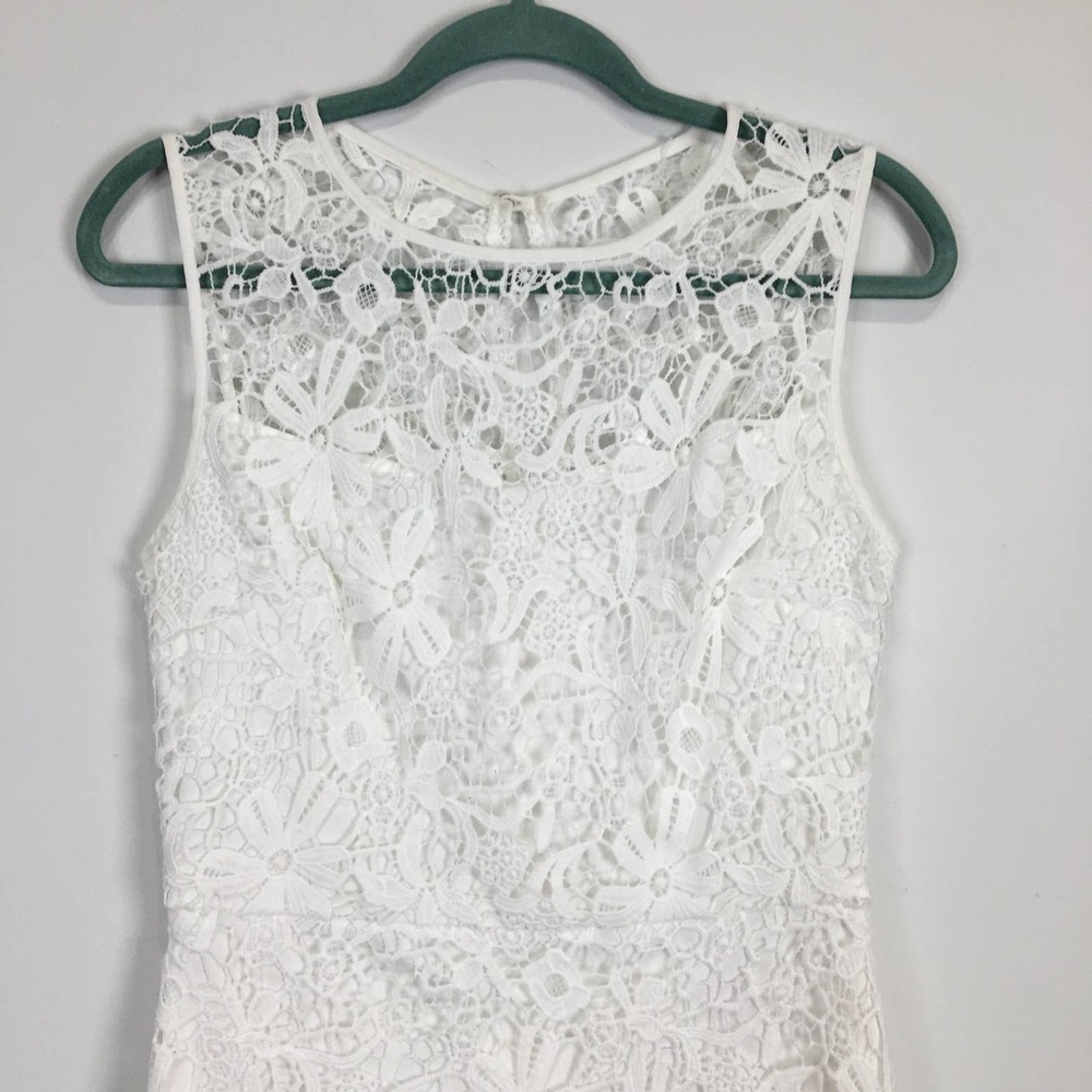 Bison Bisou white lace sleeveless dress by Michelle Bombat Size 10 - Picture 6 of 6